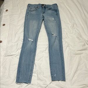 Trendy Light Blue Distressed Women's Skinny Jeans